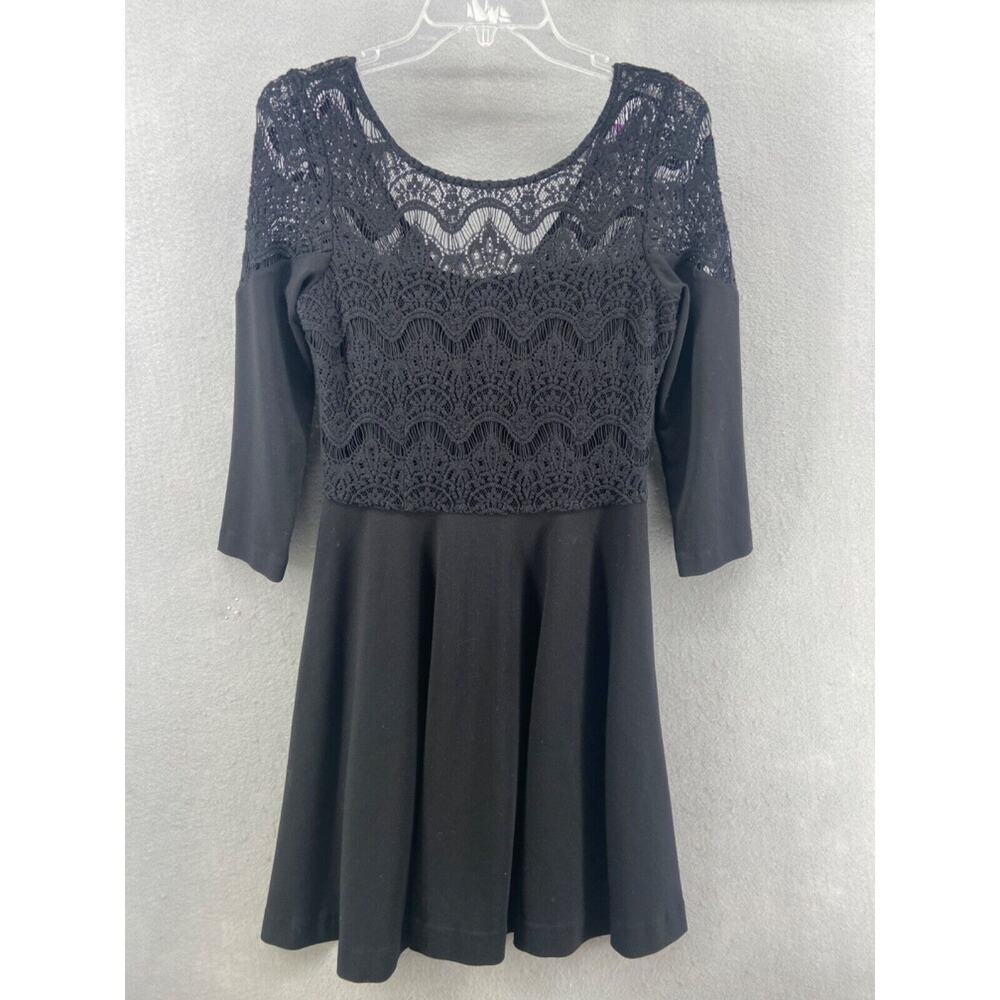 Lilly Pulitzer Dress Womens Sz M Black Fit and‎ Flare Lace Zip 3/4 Sleeve Remmy